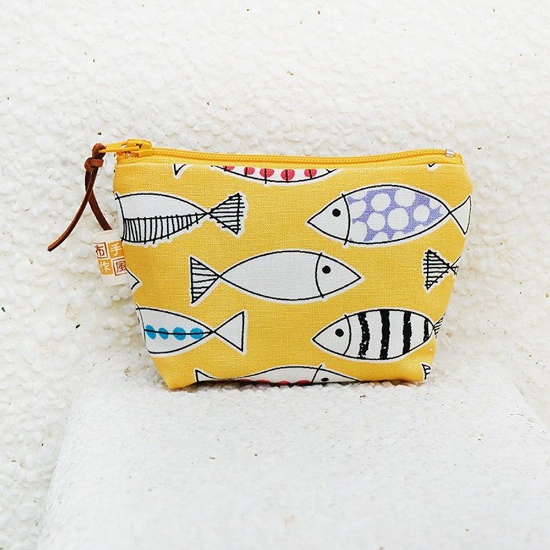 彩色小鱼_黄 零钱包 - 零钱包 - 棉．麻 黄色