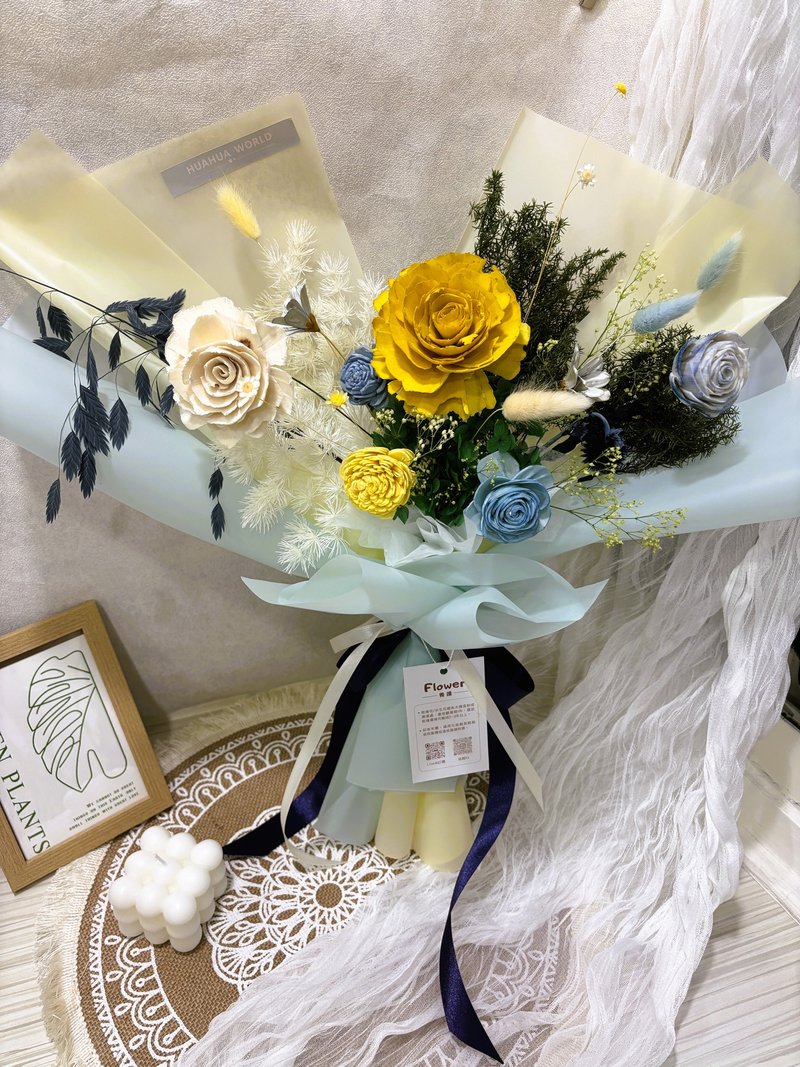 干燥波斯菊玫瑰花束(M) - 干燥花/捧花 - 植物．花 