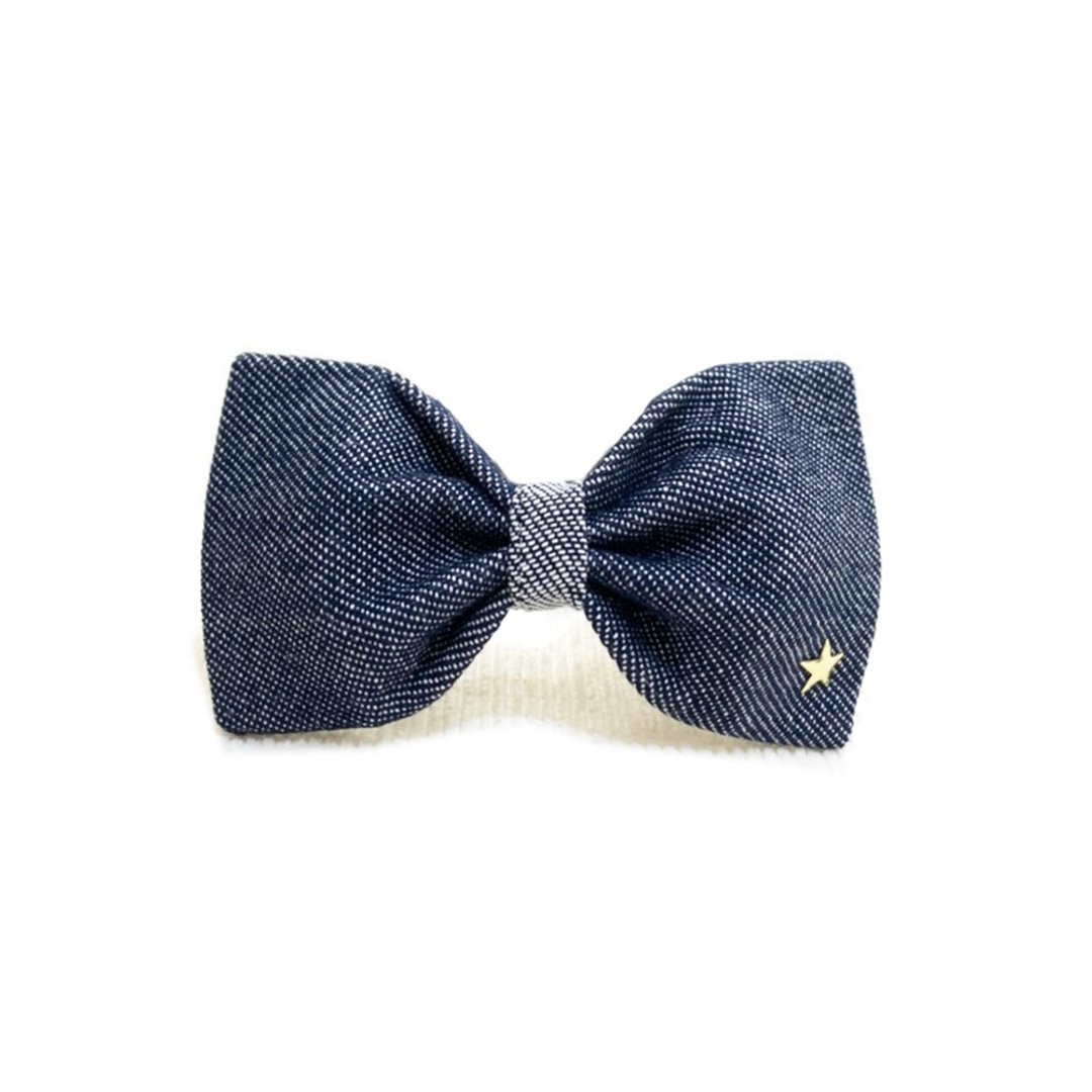 Ella Wang Design Bowtie 宠物 领结 蝴蝶结 猫 狗 牛仔 丹宁 - 项圈/牵绳 - 棉 蓝色