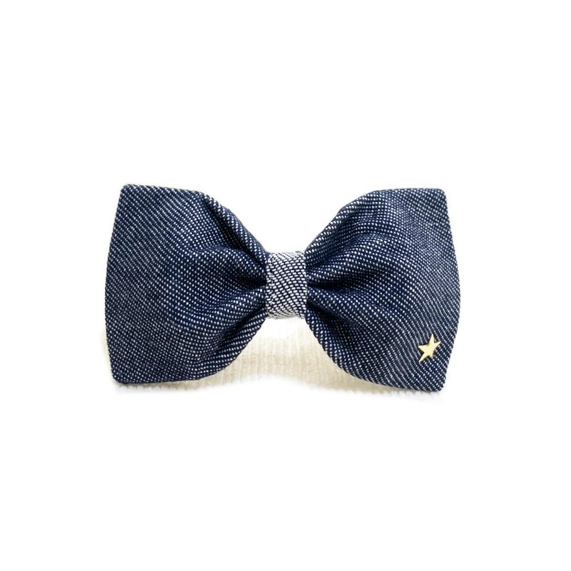 Ella Wang Design Bowtie 宠物 领结 蝴蝶结 猫 狗 牛仔 丹宁 - 项圈/牵绳 - 棉．麻 蓝色