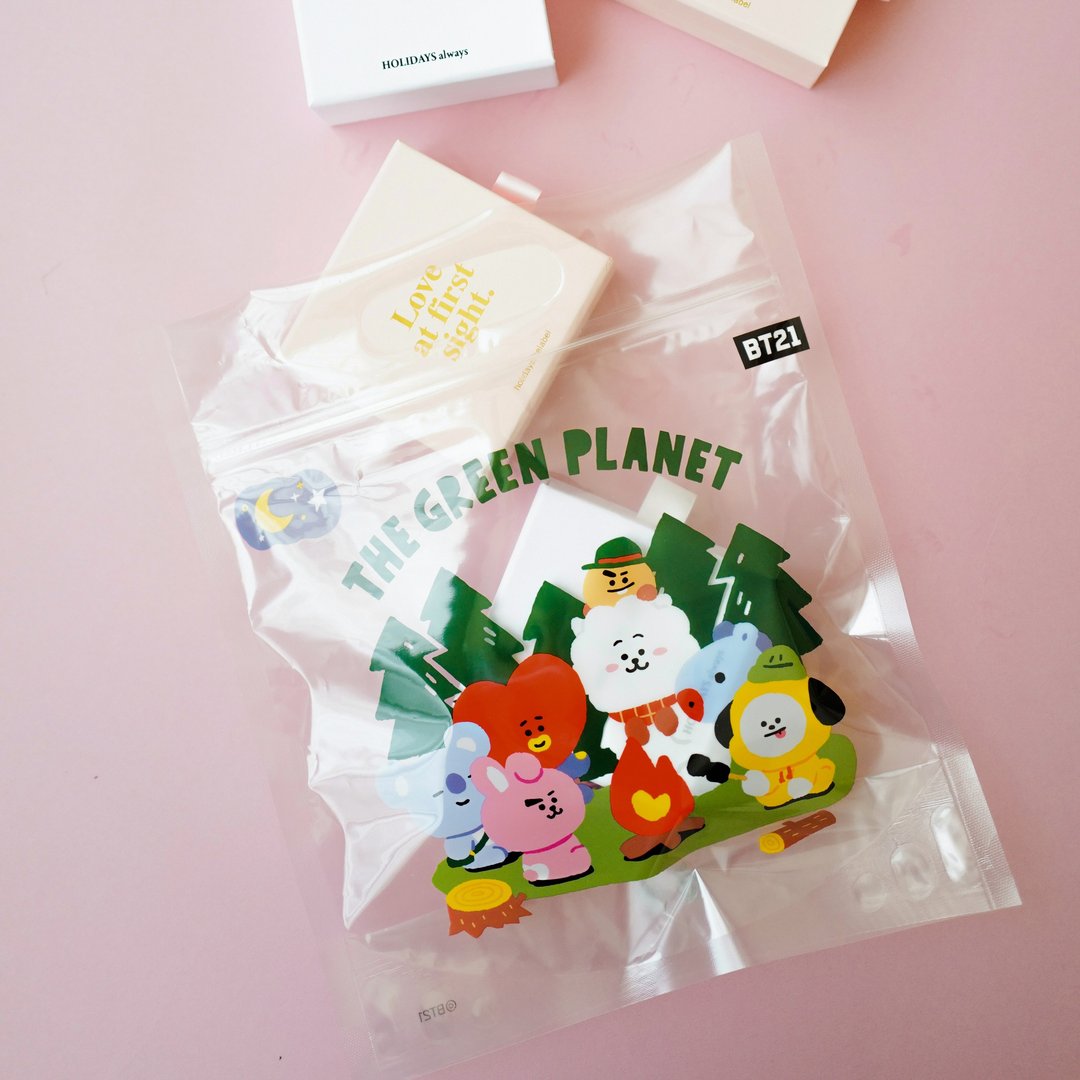 BT21 营火派对抗菌手提环保夹链袋(中型)8入 - 收纳用品 - 塑料 多色