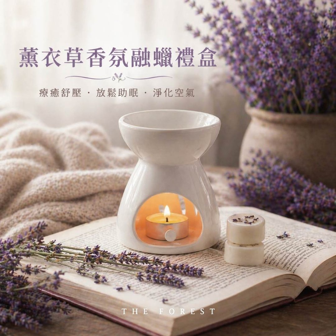 愈森林薰衣草香氛融蜡礼盒 |  4 入香氛蜡块 + 融蜡灯 | 薰衣草香氛 - 蜡烛/烛台 - 蜡 多色