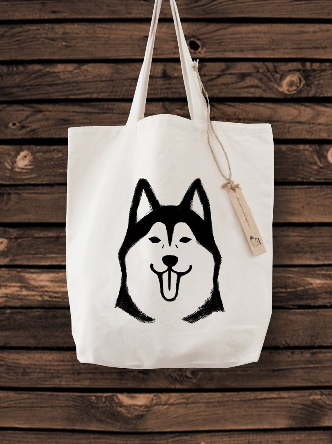 Siberian Husky Tote Bag - 手提包/手提袋 - 棉．麻 白色