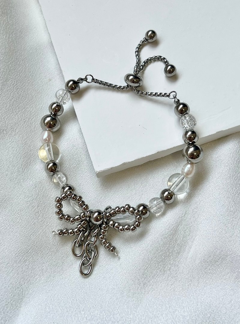 Metal Ribbon on Street Bracelet丨 暗黑丝带手链 - 手链/手环 - 银 