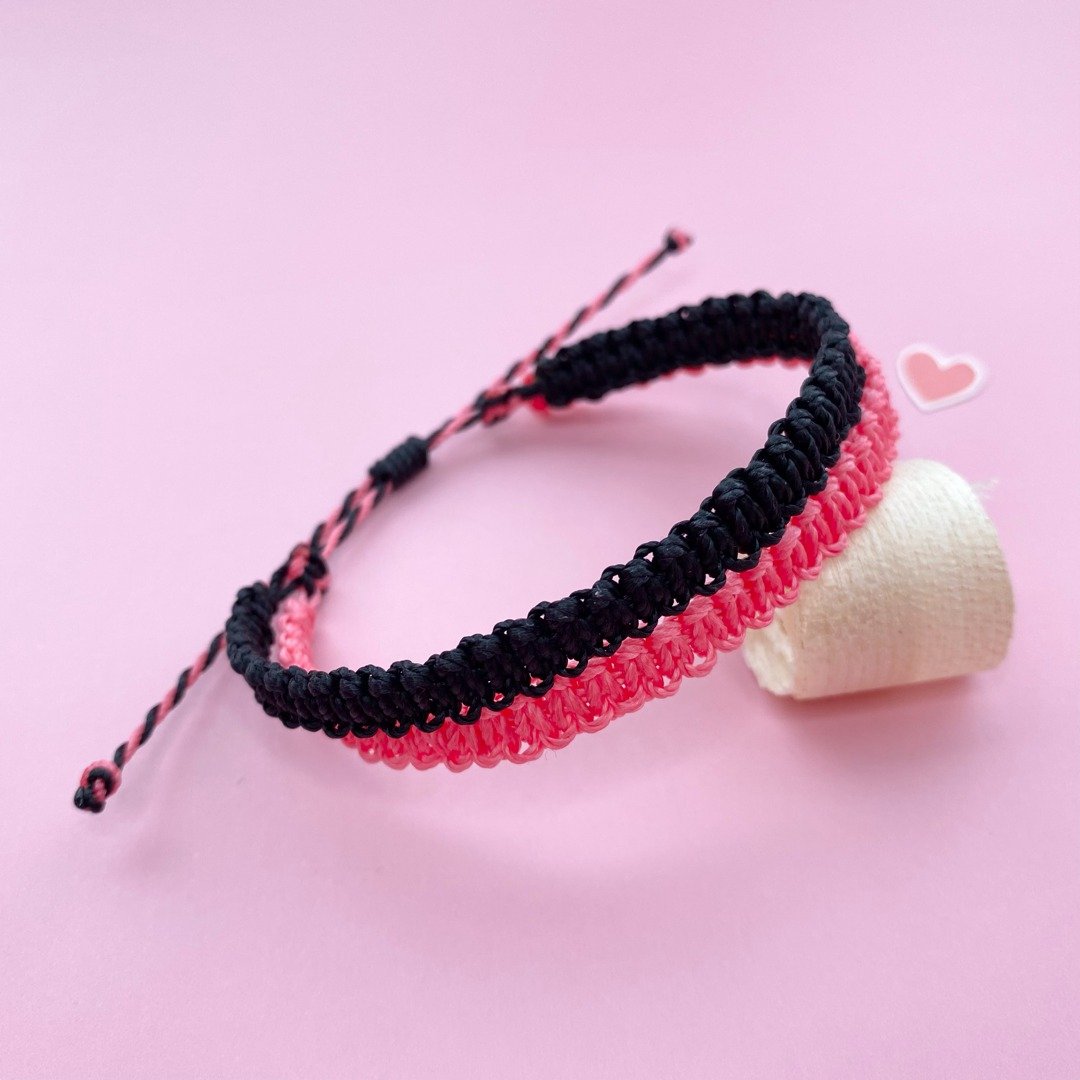 旅行饰品 | 蜡线冲浪手环脚环 - BLACKPINK 双平结 - 手链/手环 - 棉．麻 