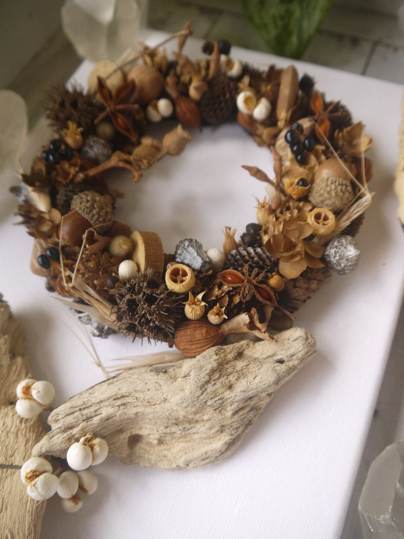 果实.圈.丰收果实色系.干燥花.圣诞节.情人节.生日花礼(可吊挂) - 干燥花/捧花 - 植物．花 咖啡色