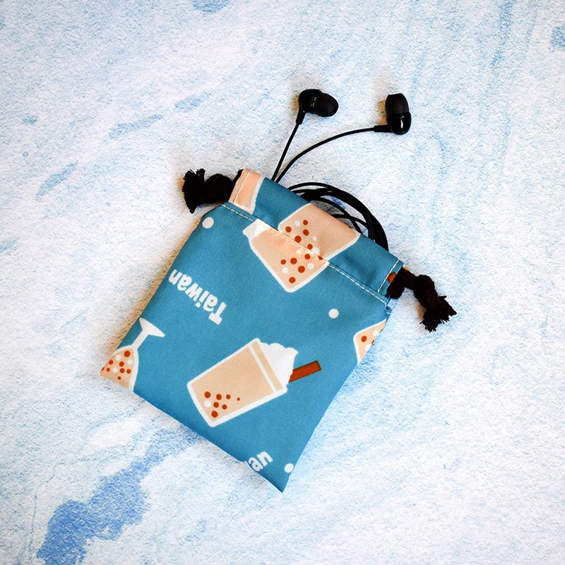 小束口袋/印章袋_珍珠奶茶 - 束口袋双肩包 - 尼龙 蓝色