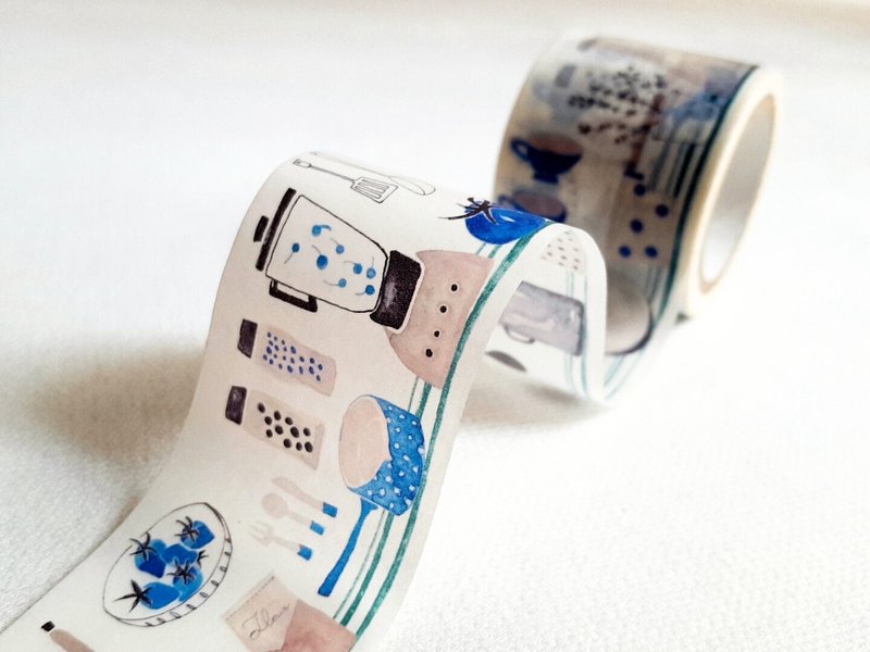 【定制化商品】Mini Box-Cook1 厨具蓝纸胶带 / 47 - 纸胶带 - 纸 