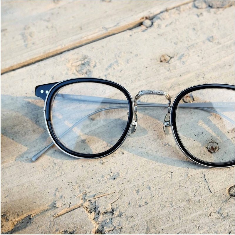 【目目商行】新款 日本手工钛金属＋板材 精致金属设计镜框 黑银 镜框 - 眼镜/眼镜框 - 其他金属 