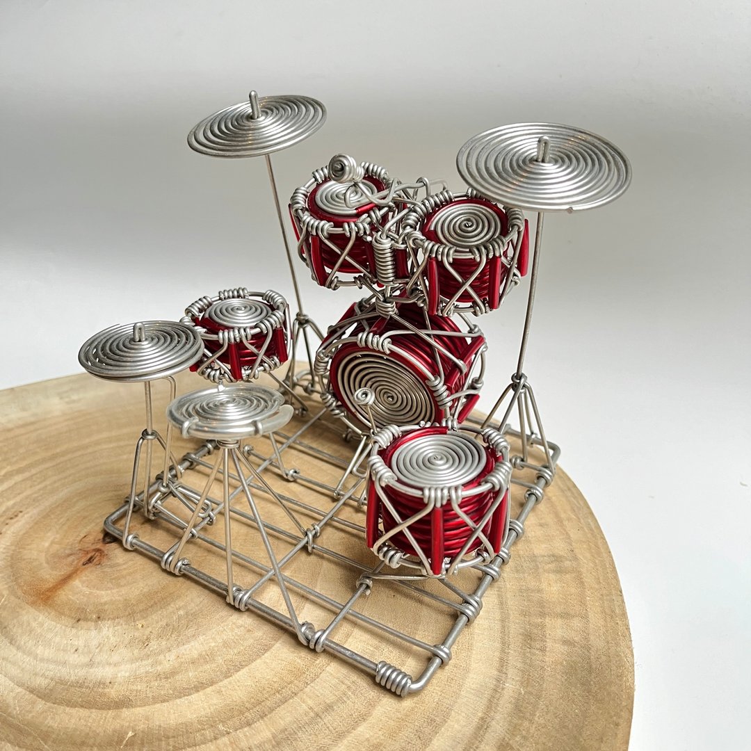 台湾手作铝线职人 Drum kit 铝线乐器 爵士鼓 架子鼓 - 摆饰 - 铝合金 多色