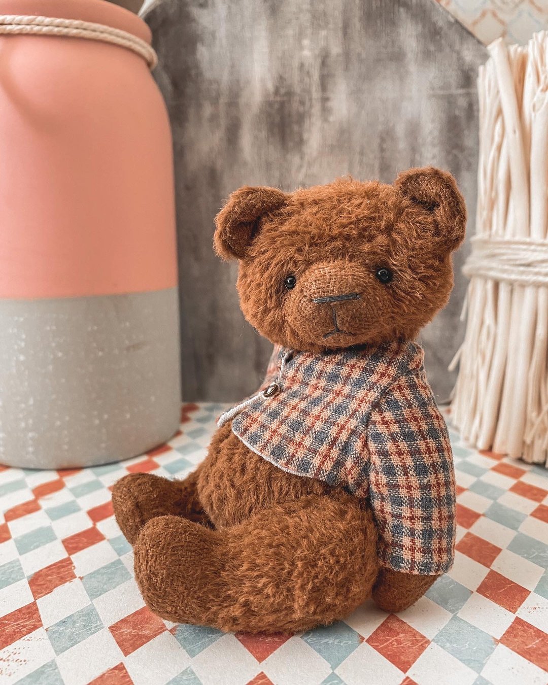 Miniature teddy bear, brown teddy OOAK - 玩偶/公仔 - 其他材质 咖啡色