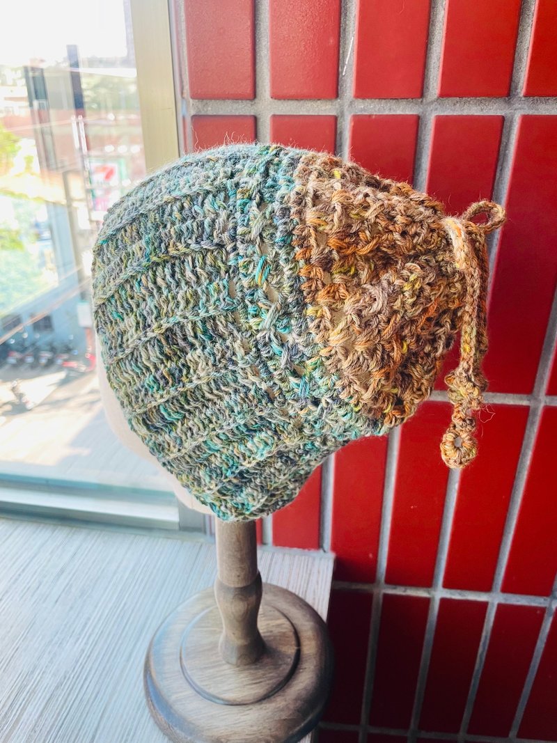 手织屏东染制师手染美丽诺_两用脖围毛帽_百岳上的金黄曙光 - 帽子 - 羊毛 