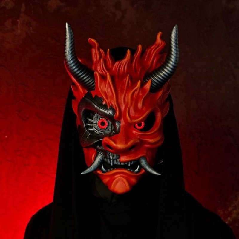 炙热风格的赛博庞克鬼面具、Cyberpunk 2077 武士角色扮演面具 - 口罩 - 树脂 红色