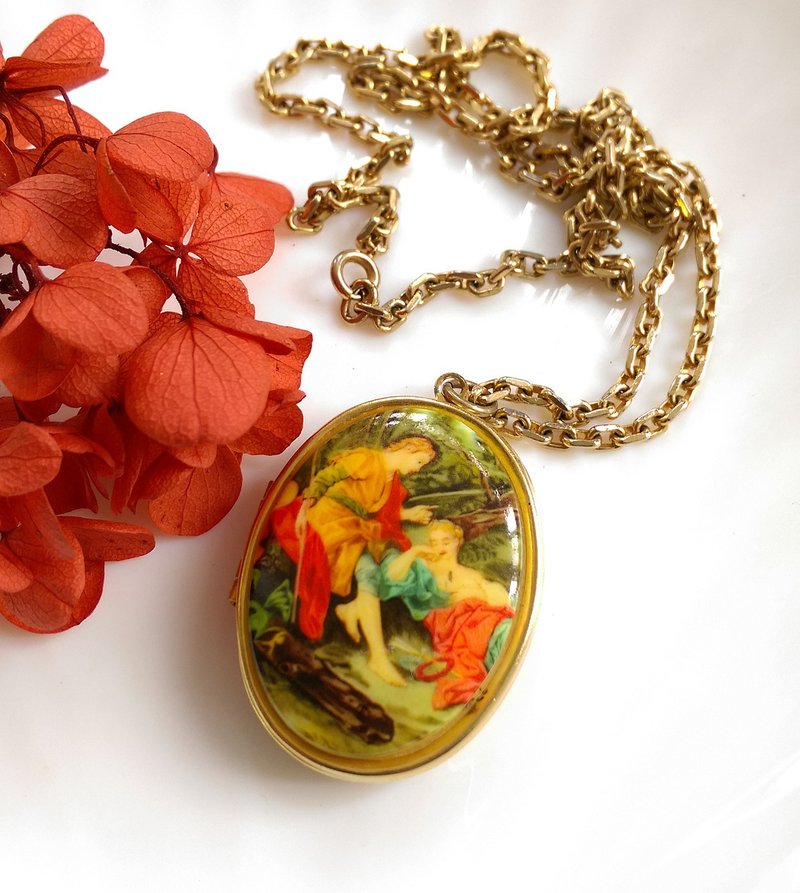 【西洋古董饰品】Locket  神话 相片坠 项链 - 项链 - 其他金属 金色