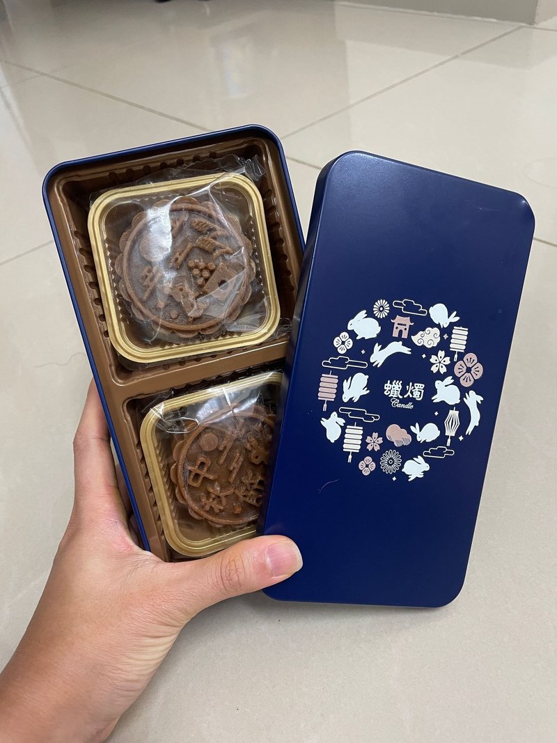 (2个礼盒装) 迷你蛋黄莲蓉月饼蜡烛 礼物 手信 香港 - 蜡烛/烛台 - 蜡 