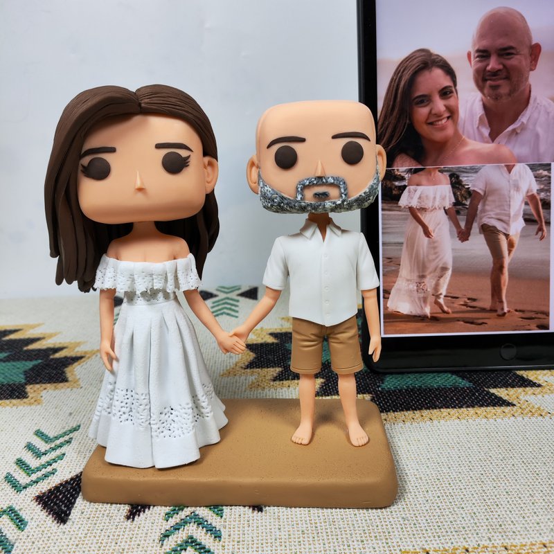 纯手工定制美国Funko Pop 自画像公仔情侣父母夫妻结婚周年礼物 - 玩偶/公仔 - 粘土 多色