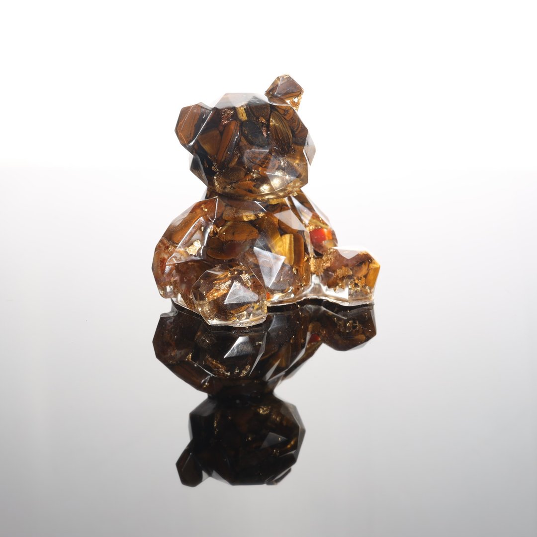 【母亲节礼物】快速出货宝石切面泰迪熊招财摆饰-开运金箔虎眼公 - 摆饰 - 玉石 咖啡色