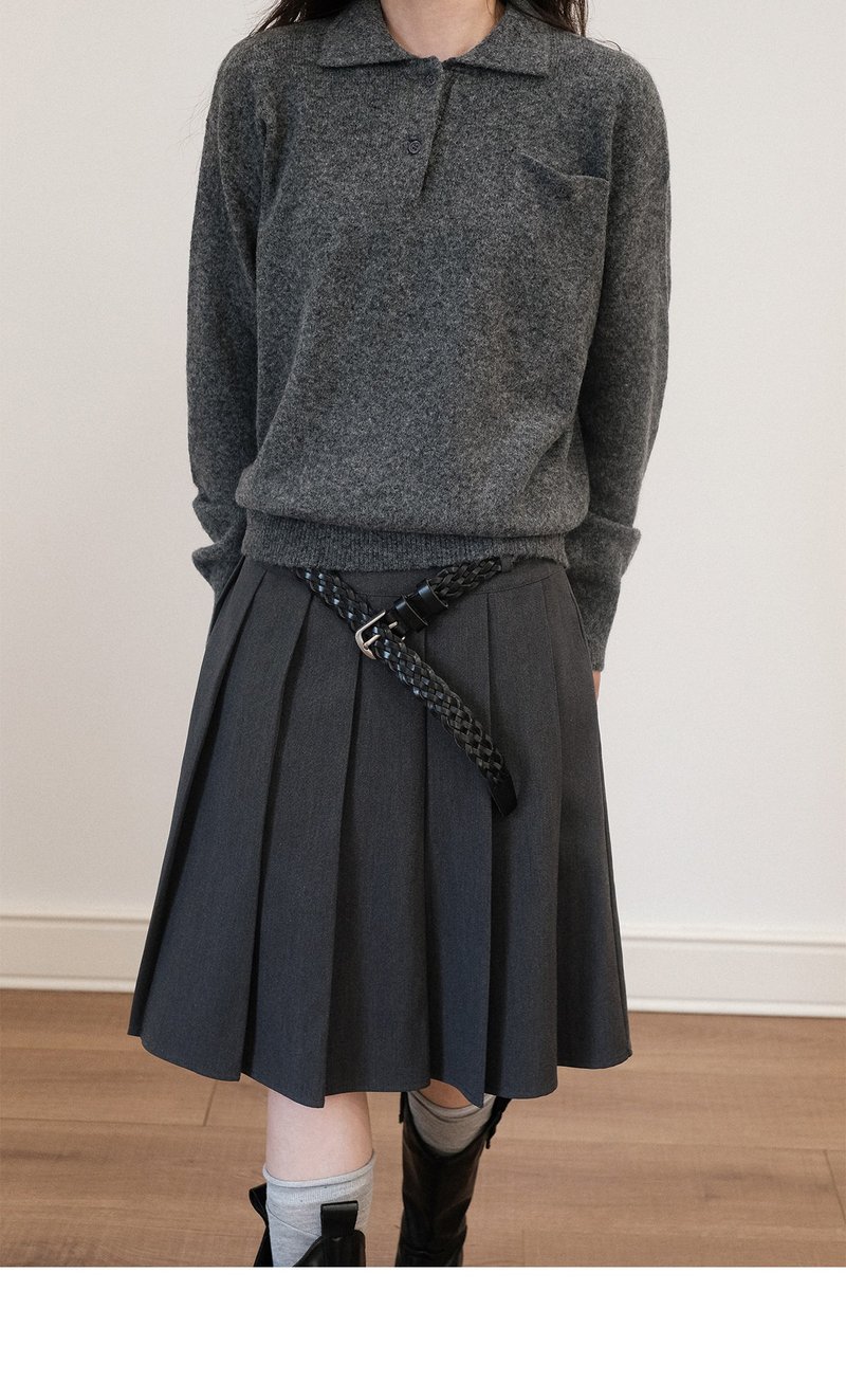 简约复古休闲高腰显瘦五分A字百褶裙 - 女装短裤 - 其他材质 