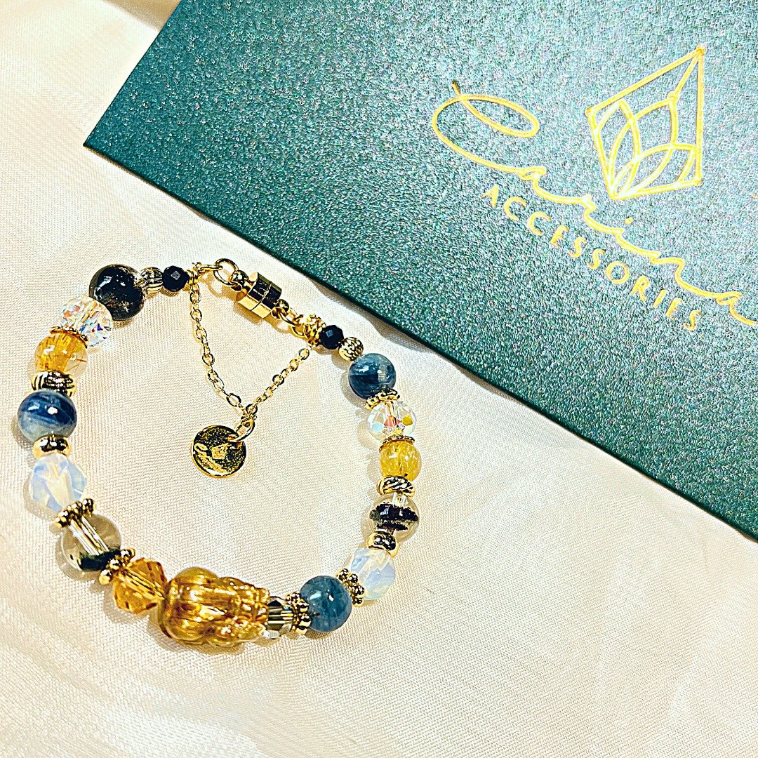 carina accessories 开运 水晶 能量 水晶 手链 钛晶貔貅 招财 - 手链/手环 - 水晶 金色
