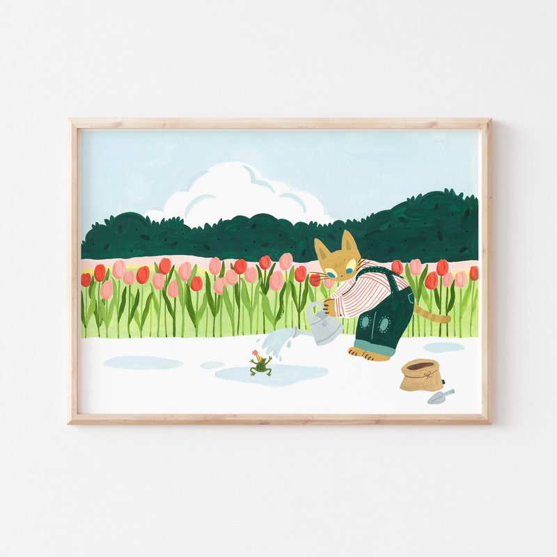 在郁金香花田遇见小青蛙  I 印刷装饰画 - 海报/装饰画/版画 - 纸 绿色