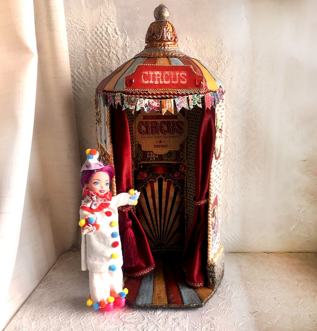 Handmade Circus diorama 1:12, room box, photo prop,display for 12 blythe dolls - 其他 - 纸 多色