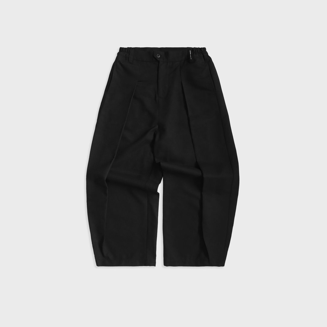 DYCTEAM - Brushed Loose Pleated Full-Length Pants - 男士长裤 - 其他材质 黑色