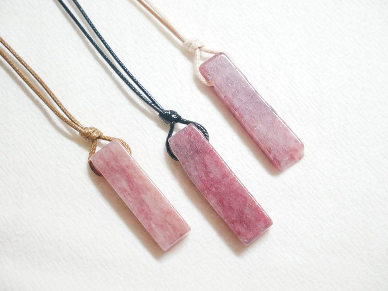 天然草莓晶原石颈链项链 矿石项链 颈绳 简约风 - 项链 - 宝石 粉红色