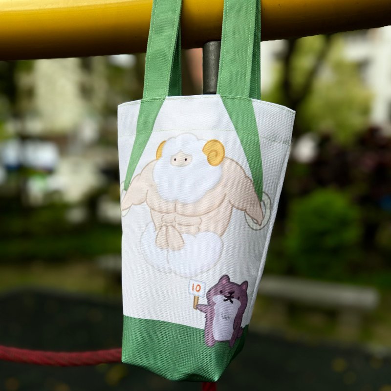 挑战极限多功能小提袋 浣熊 巴哥 壮咩 双面图案 轻便防水 - 随行杯提袋/水壶袋 - 聚酯纤维 