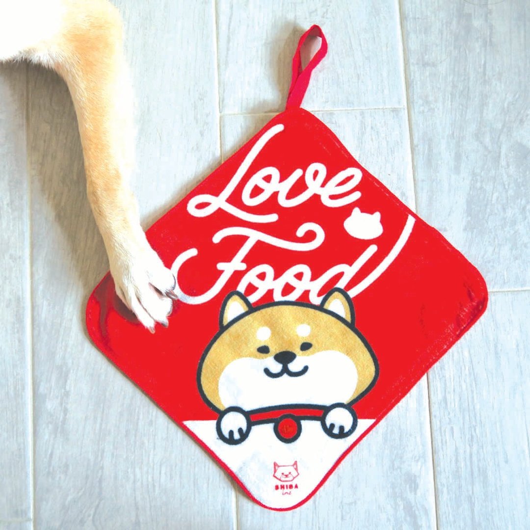 SHIBE SHIBAinc 柴犬工房 Love Food 柴犬 纯棉毛巾 - 毛巾浴巾 - 棉．麻 红色