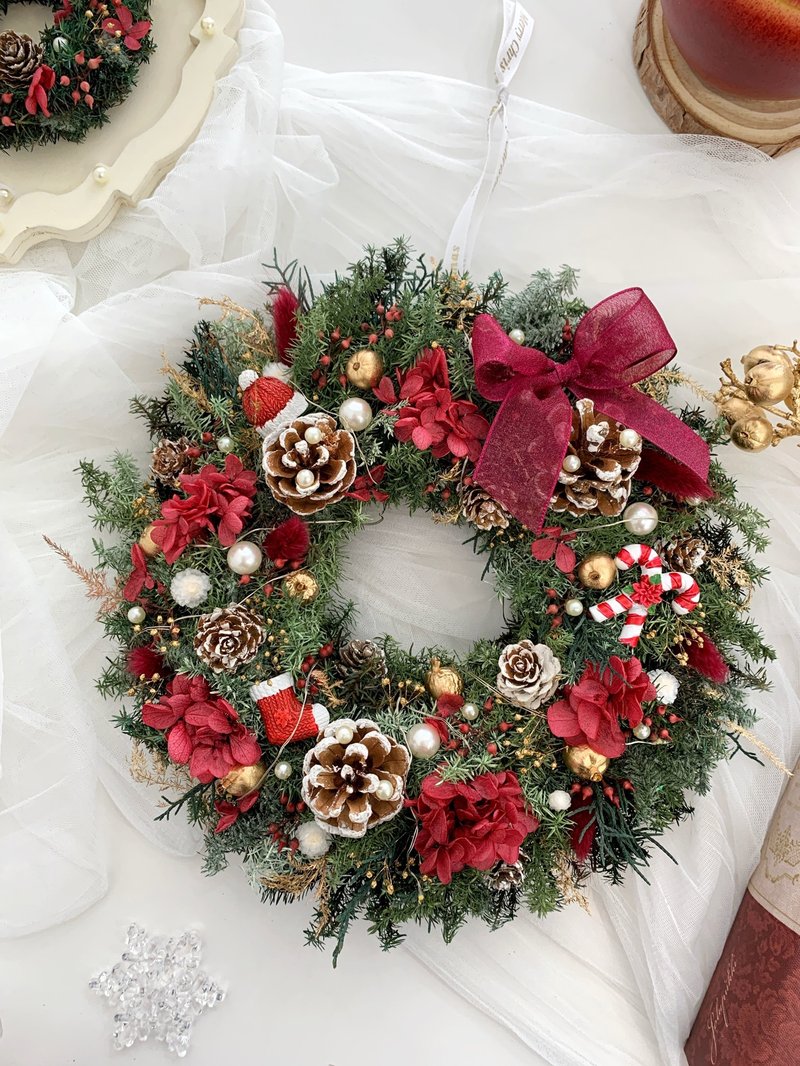 圣诞节花圈吊饰 干燥花 永生花 圣诞节礼物 交换礼物 门装饰 - 干燥花/捧花 - 植物．花 红色