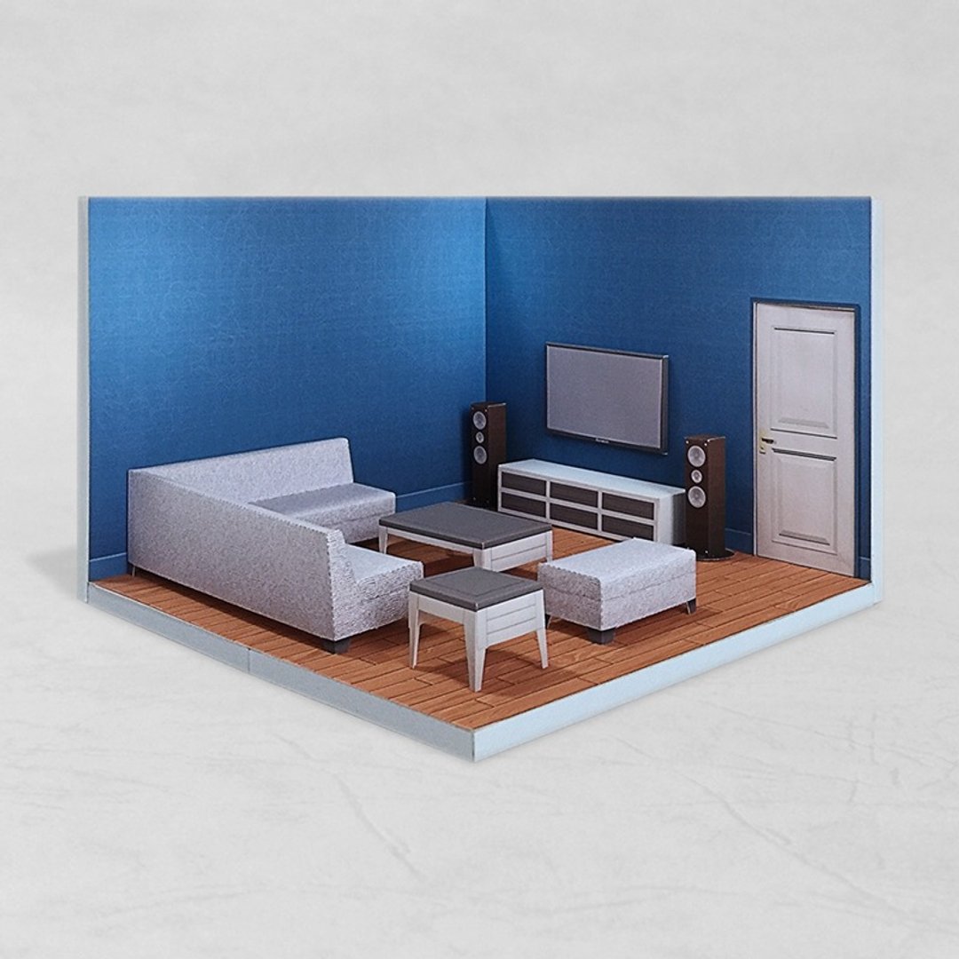 场景袖珍屋 - Living Room #002 - DIY 纸模型 - 木工/竹艺/纸艺 - 纸 蓝色