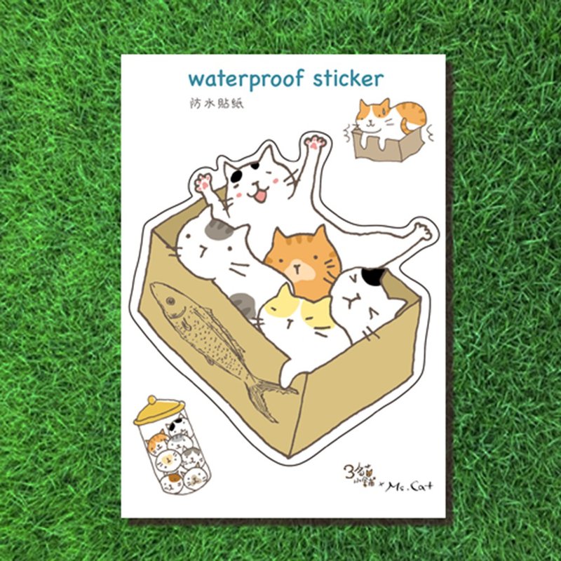 3猫小铺~猫纸箱-大型防水贴纸(插画家:猫小姐) - 贴纸 - 纸 