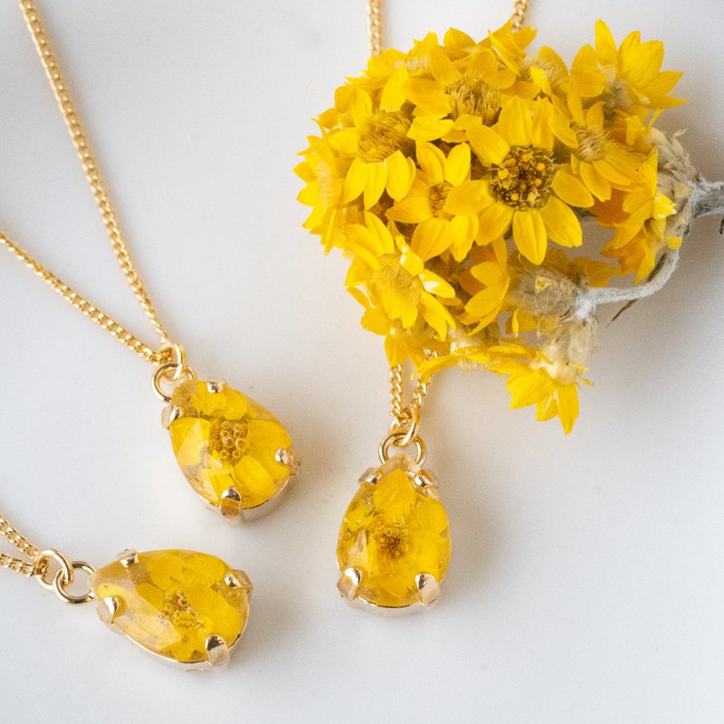 Small Drop / Bijou Necklace / Rhodanse / 14kgf changeable / N-383 - 项链 - 树脂 黄色