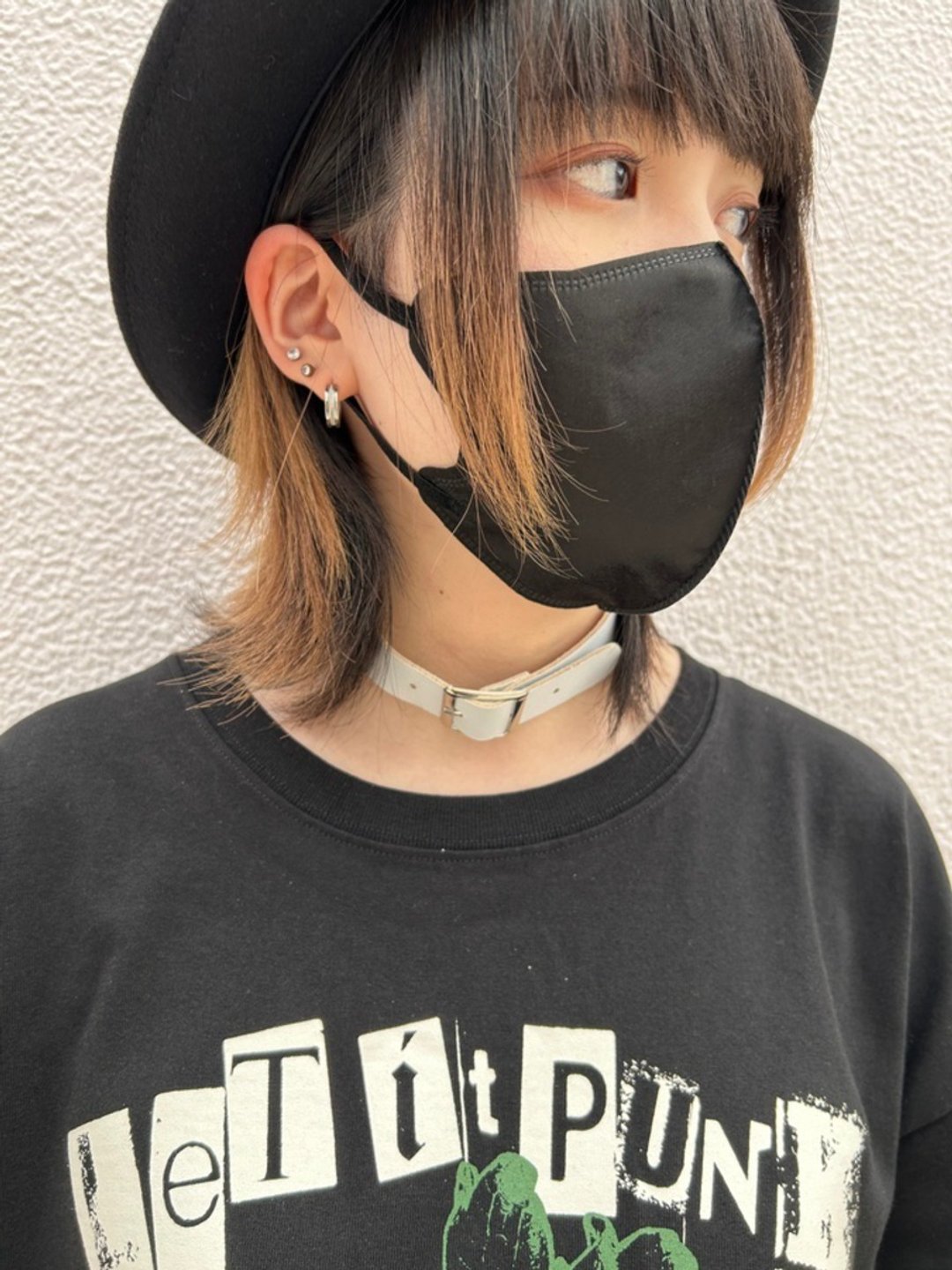 Leather choker/white/F size/hellcatpunks/hcp-ac-0267 - 颈链 - 真皮 白色