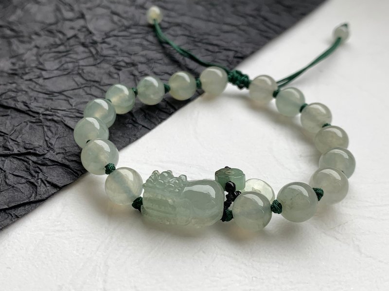 快速出货 天然 A 货缅甸玉翡翠招财貔貅手链 冰糯种 - 手链/手环 - 玉石 多色