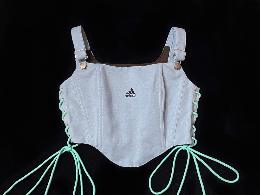 REGETHER 古着改制 adidas 吊带式侧绑带马甲-Corset-01 - 女装背心 - 棉．麻 蓝色