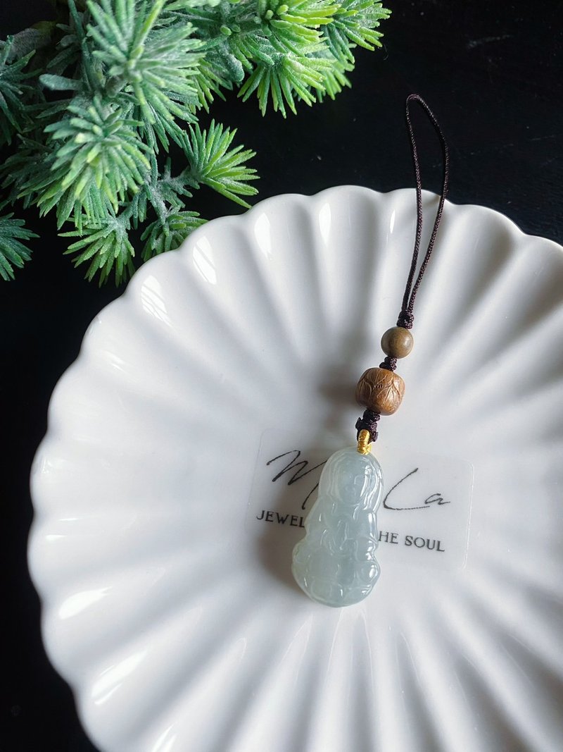 天然缅甸玉翡翠 观音 菩萨 平安健康 吊饰 手机挂 包挂佛像 - 吊饰 - 玉石 绿色