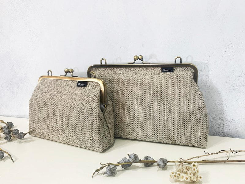 绿灰编织网 口金包 手拿包 侧背包 肩背包 随身包 编织包 - 侧背包/斜挎包 - 聚酯纤维 绿色