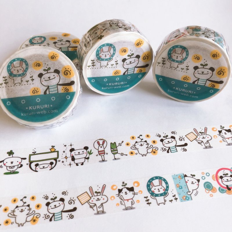NEW! Masking tape: Character set! Cat, dog, rabbit, panda, bear, frog, chick - 纸胶带 - 纸 