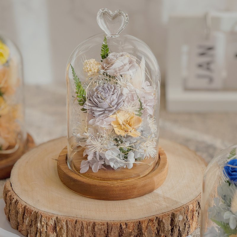 【现货】串灯款玫瑰盅(5色可挑选).夜灯.永生花玻璃盅.玻璃盅 - 干燥花/捧花 - 植物．花 多色