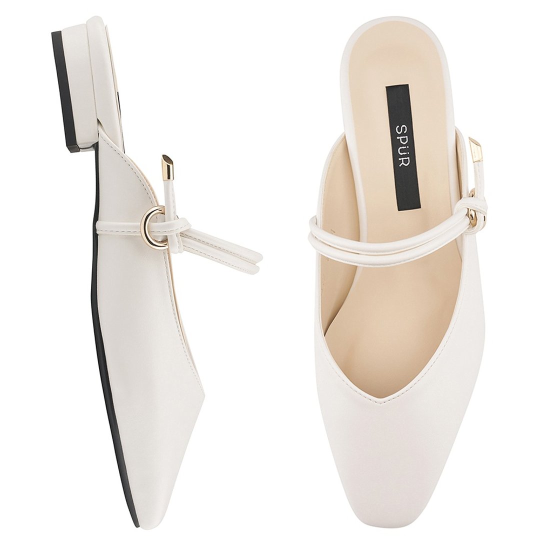PRE-ORDER SPUR 绳带穆勒鞋 QS7037 WHITE - 女款休闲鞋 - 人造皮革 