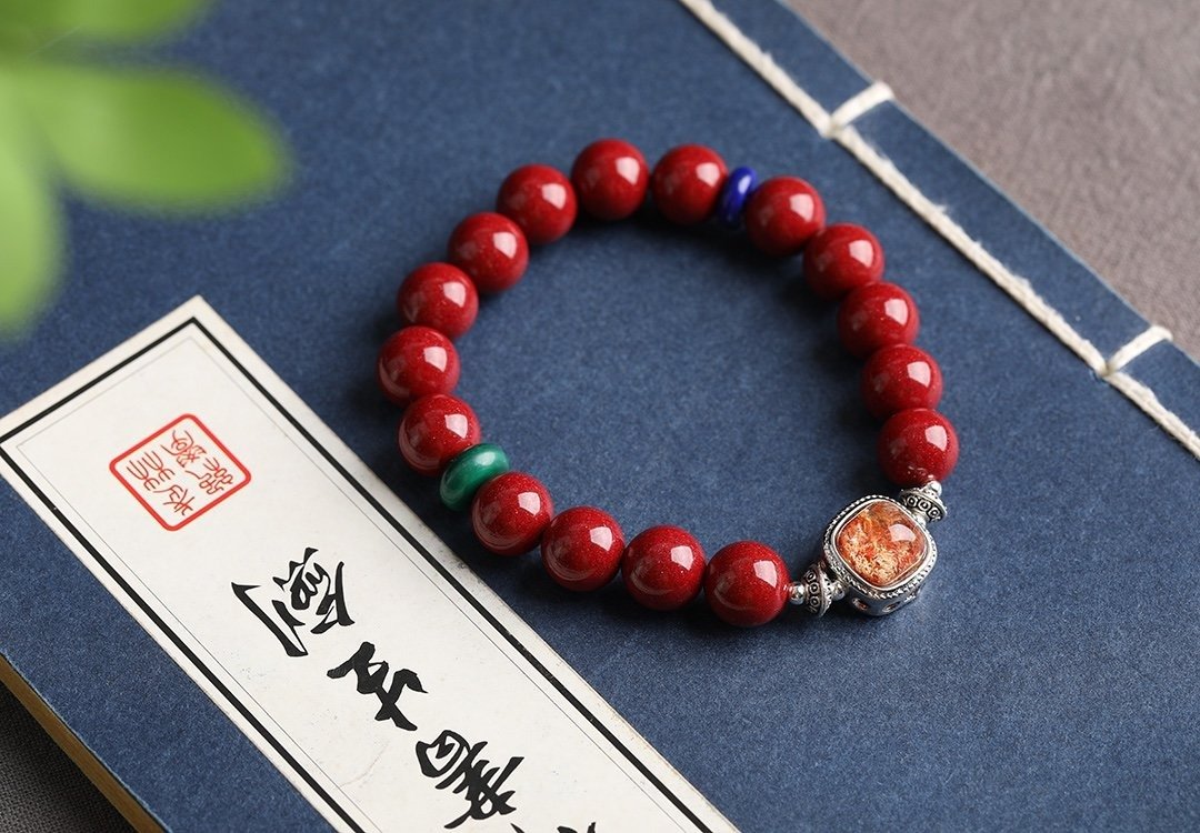 天然原矿朱砂精品紫金砂单圈手链 含量高达95%以上 - 手链/手环 - 宝石 