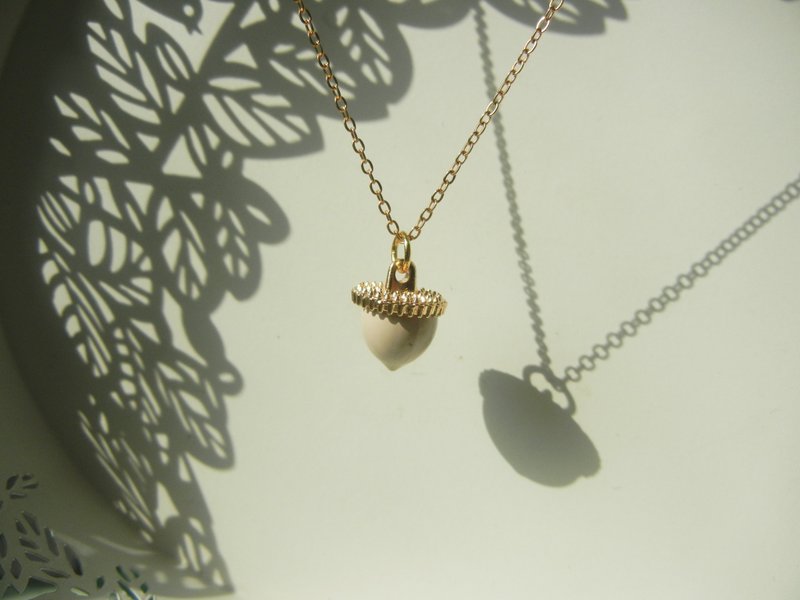 *coucoubird* 优雅小橡果项链/四色 - 项链 - 24k 金 多色