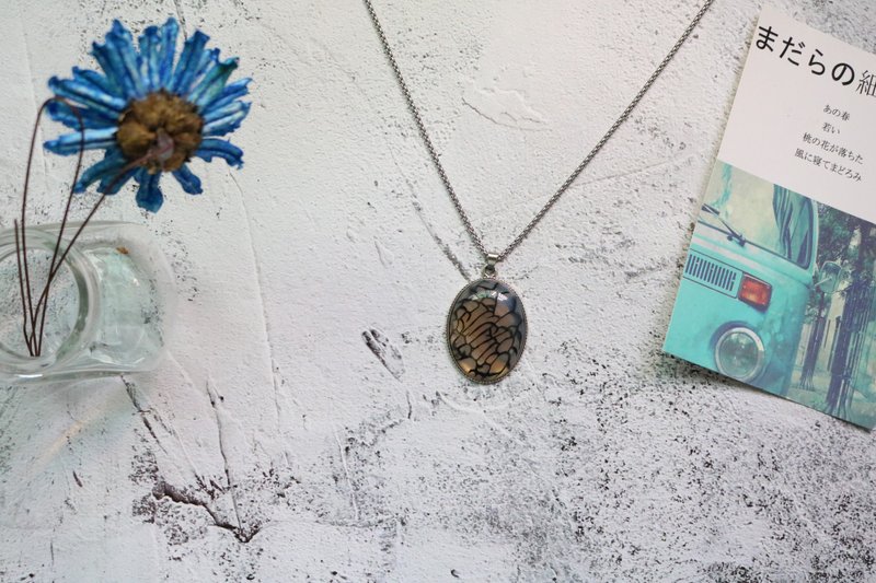 恐龍蛋石項鍊天然石掛飾吊墜 - 项链 - 半宝石 灰色