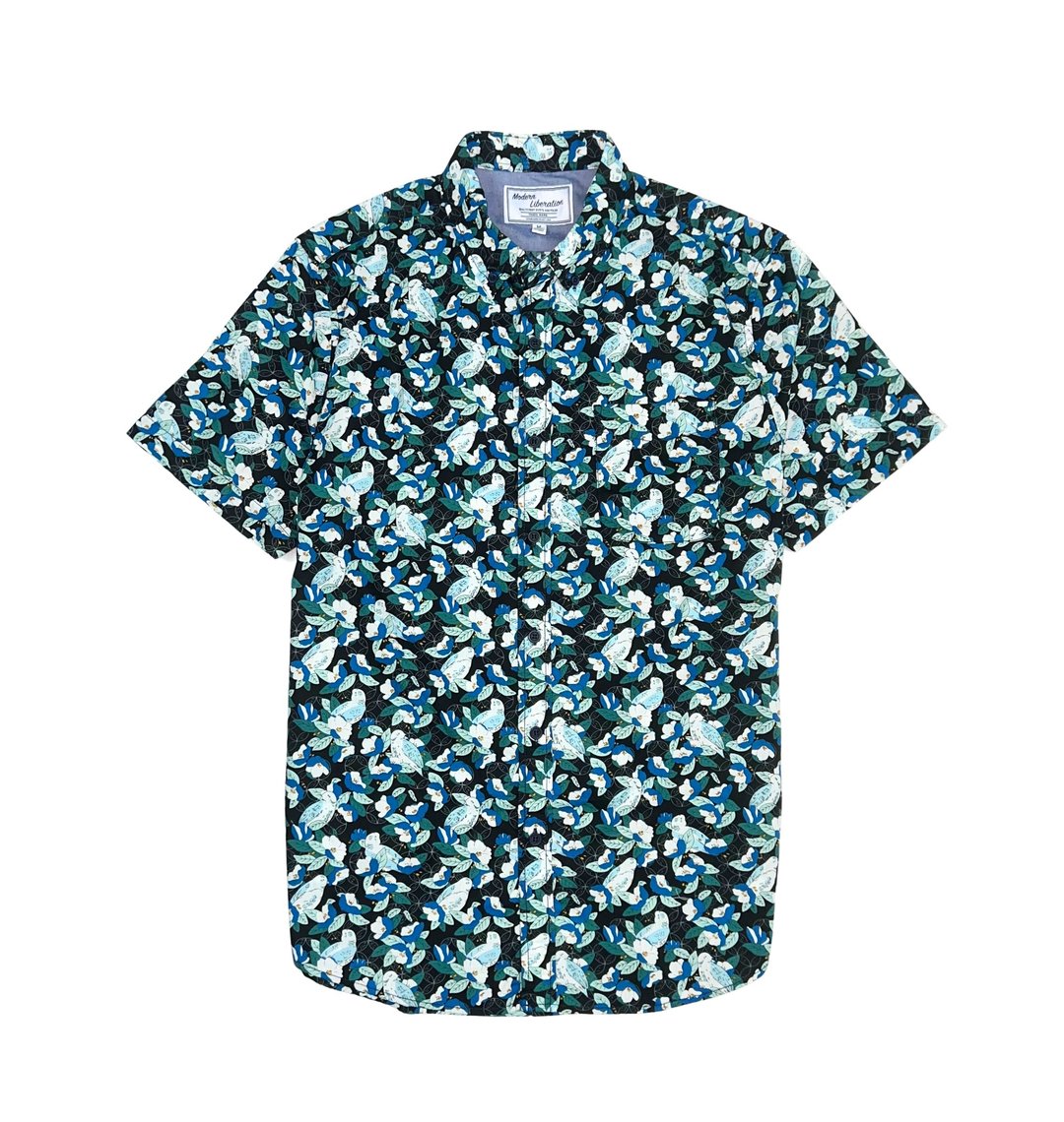 Men's Bird Print Shirt 男装小鸟图案衬衫 - 黑色 - 男装衬衫 - 棉 卡其色