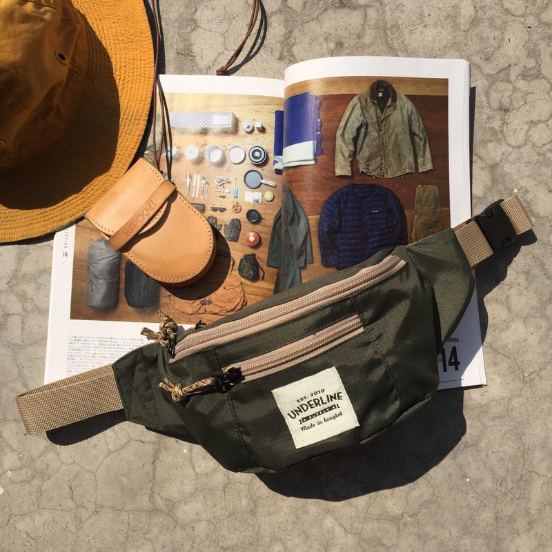 New Green Ripstop Nylon Waist Bag / Vintage Style / everyday bag / travel - 侧背包/斜挎包 - 其他材质 绿色