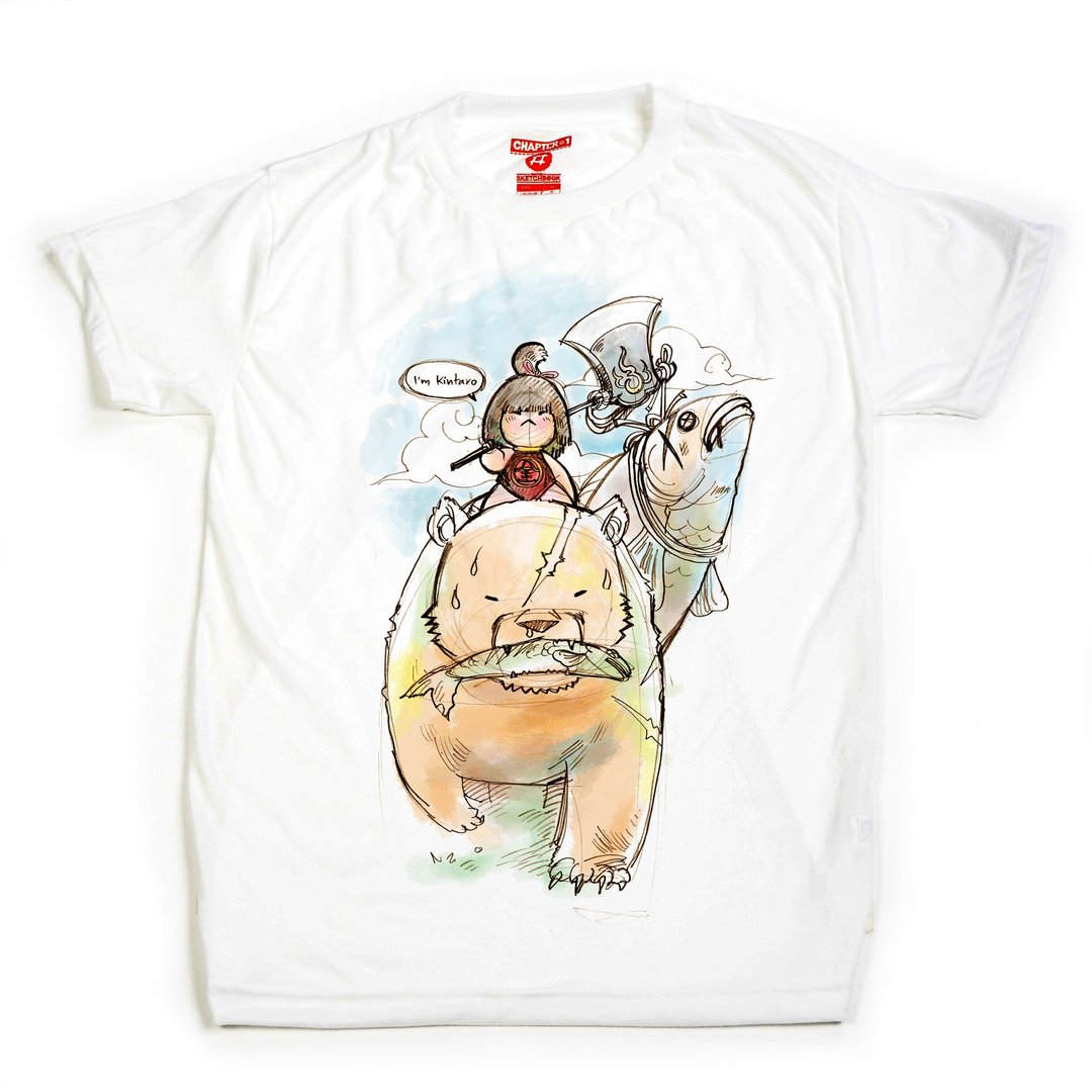 T-shirt 短袖 Chapter 1 Kintaro 击败熊 男款 女款 棉质混纺 柔软舒适 - 男装上衣/T 恤 - 棉 白色
