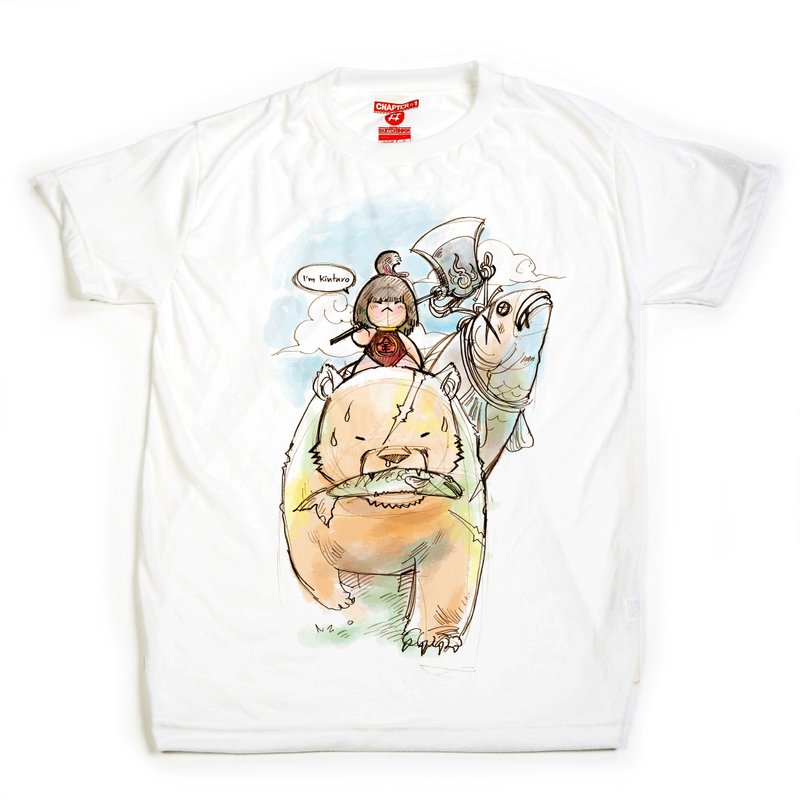 T-shirt 短袖 Chapter 1 Kintaro 击败熊 男款 女款 棉质混纺 柔软舒适 - 男装上衣/T 恤 - 棉 白色
