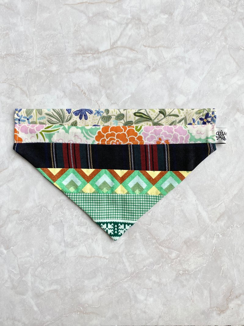 宠物领巾 L尺码 大型犬 前后两面使用 - 衣/帽 - 棉．麻 绿色