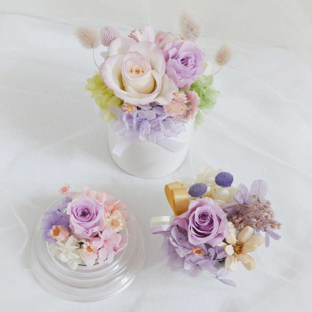 梦幻清新紫白永生盆花 结婚捧花永生干燥花毕业康乃馨生日礼物七 - 干燥花/捧花 - 植物．花 紫色